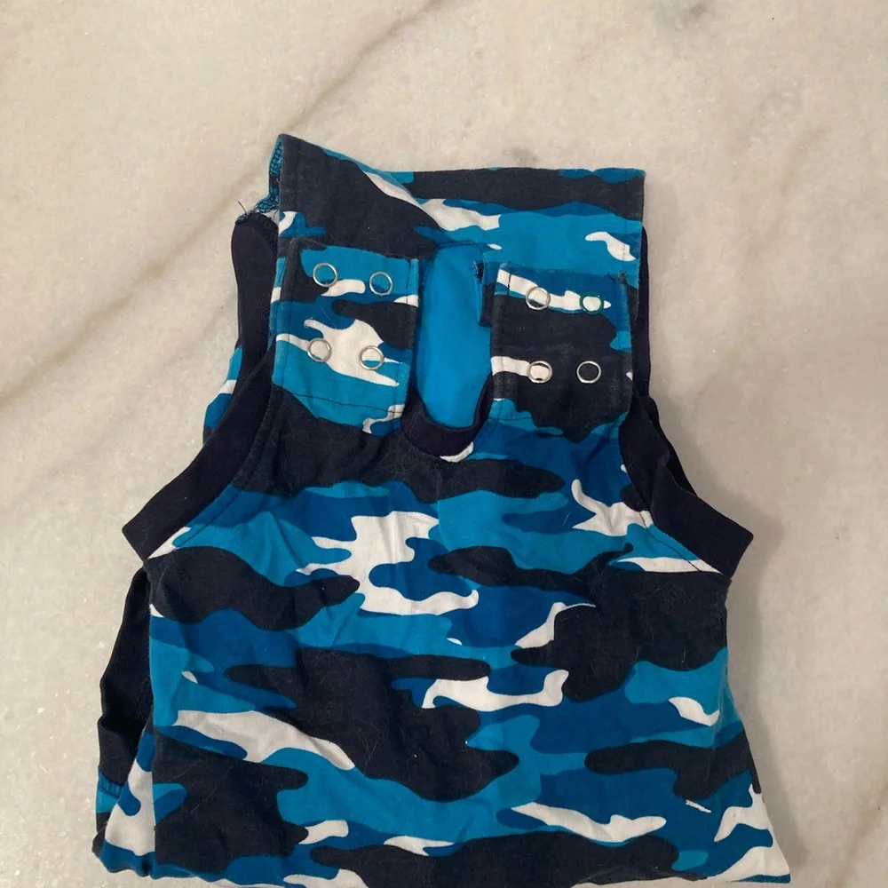 Dog Recovery Suit - Blue Camo - size small